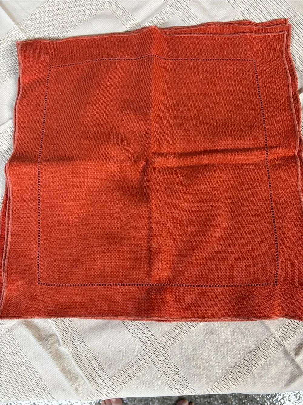 (5) Rust Orange Linen Napkin 16”x16”